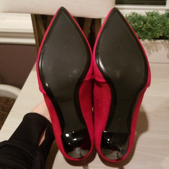 Red Faux Suede Heels - Picture 8 of 8